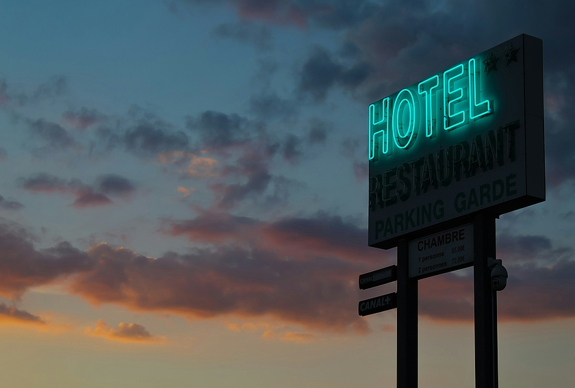 Hotel Sign blue