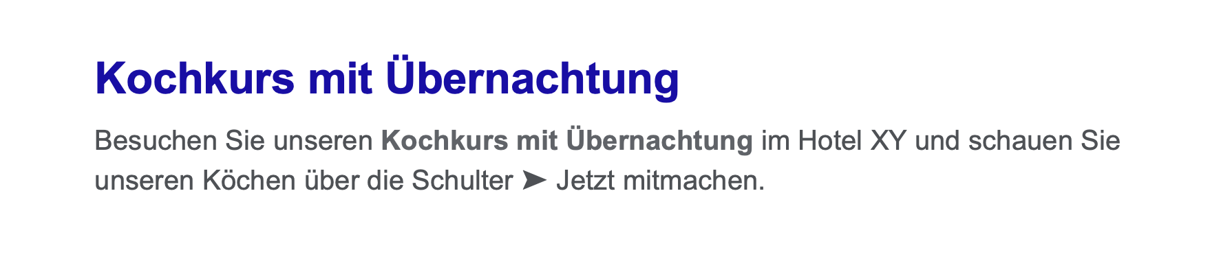 SEO-Auszeichung Kochkurs mit Übernachtung